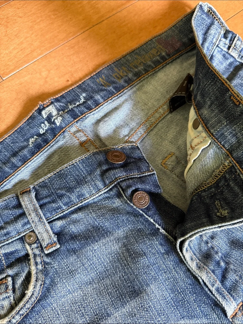 7 For All Mankind Men's Light Blue Straight Jeans